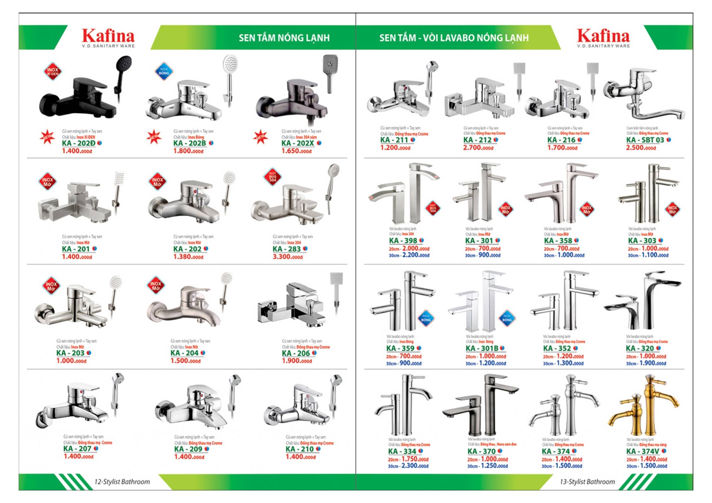 Thiết bị vệ sinh KAFINA Catalogue và Bảng giá mới nhất /Page 6